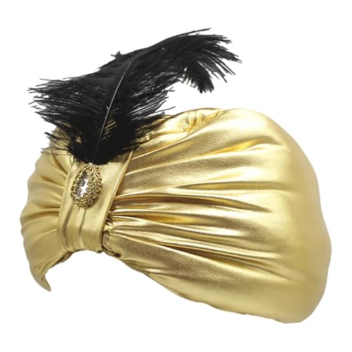 Turban - Unisex Turban Hut, Aladdin Turban Hut, Vintage Sultan -Kopfbedeckung, arabischer Kostümhut mit Feder & Gem, Neuheit Accessoire für Erwachsene, Jugendliche, Männer und Frauen, Hallowe Turban - Unisex Turban Hut, Aladdin Turban Hut, Vintage Sultan -Kopfbedeckung, arabischer Kostümhut mit Feder & Gem, Neuheit Accessoire für Erwachsene, Jugendliche, Männer und Frauen, Hallowe von Generic