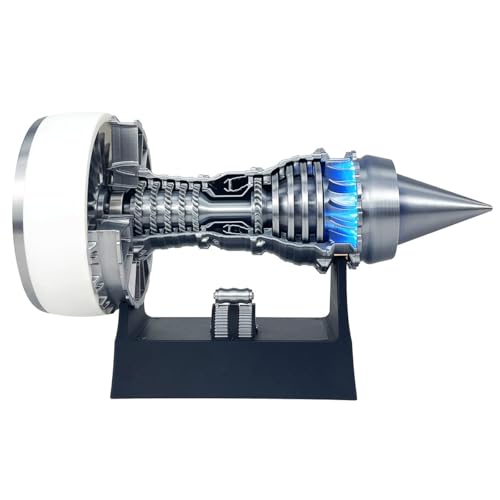 Turbofan-Triebwerk-Modellbausatz, Turbojet-Modellflugzeug mit Einstellbarer Geschwindigkeit und Licht, DIY-Geschenk zur Mechanik-Wissenschaftserziehung(Blue,Complete) von Generic