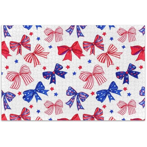 USA Red Blue America Stars 500 Teile Puzzle für Erwachsene, Cartoon-Tierspaß, Natur-Puzzle, lustig, 500 x 37 cm von Generic