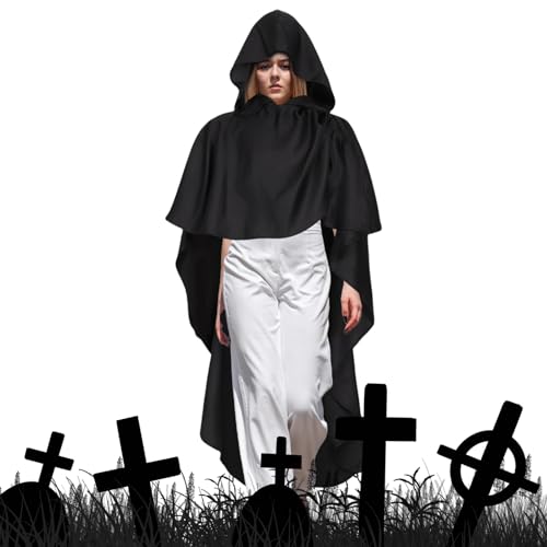 Umhang mit Kapuze, Herren, Vintage-Umhang mit Kapuze – Kostüm für Vampir Goth Halloween Party Renaissance Cosplay Hochzeit Geist Umhang mit Kapuze, Herren, Vintage-Umhang mit Kapuze – Kostüm für Vampir Goth Halloween Party Renaissance Cosplay Hochzeit Geist von Generic