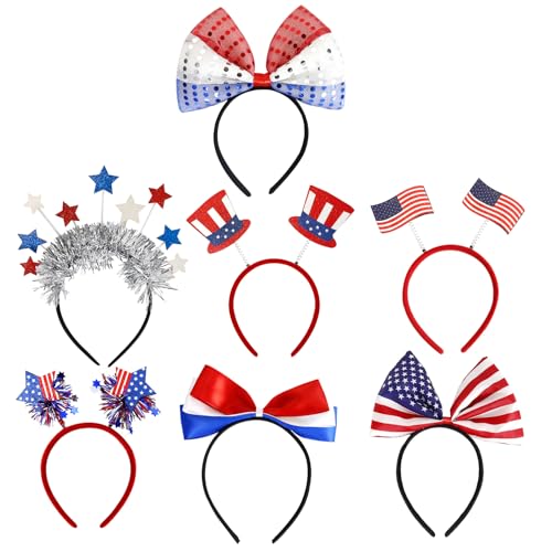 Unabhängigkeitstag-Stirnband, Accessoires am 4. Juli, Partyzubehör, Haarreifen, Set mit 7 patriotischen Haarreifen, für den 4. Juli für den Unabhängigkeitstag Unabhängigkeitstag-Stirnband, Accessoires am 4. Juli, Partyzubehör, Haarreifen, Set mit 7 patriotischen Haarreifen, für den 4. Juli für den Unabhängigkeitstag von Generic