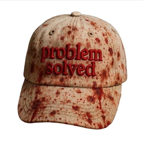 Unisex Casual Dark Blood Stain Hat Problem Solved Bloody Cap I'm Fine Baseball Cap Bestickte Baseball Halloween Hüte (A) von Generic