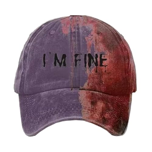 Unisex Casual Dark Blood Stain Hat Problem Solved Bloody Cap I'm Fine Baseball Cap Bestickte Baseball Halloween Hüte (E) von Generic