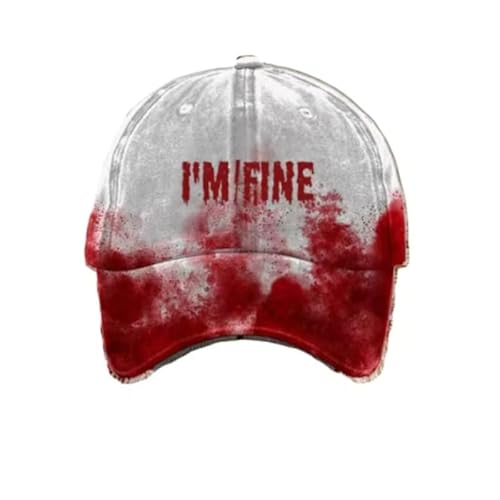 Unisex Casual Dark Blood Stain Hat Problem Solved Bloody Cap I'm Fine Baseball Cap Bestickte Baseball Halloween Hüte (Q) von Generic