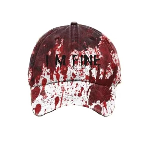 Unisex Casual Dark Blood Stain Hat Problem Solved Bloody Cap I'm Fine Baseball Cap Bestickte Baseball Halloween Hüte (R) von Generic