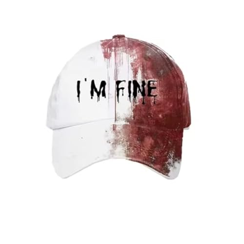 Unisex Casual Dark Blood Stain Hat Problem Solved Bloody Cap I'm Fine Baseball Cap Bestickte Baseball Halloween Hüte (S) von Generic