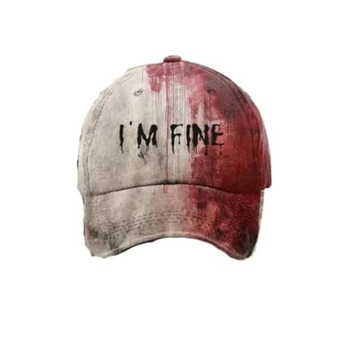 Unisex Casual Dark Blood Stain Hat Problem Solved Bloody Cap I'm Fine Baseball Cap Bestickte Baseball Halloween Hüte (T) von Generic