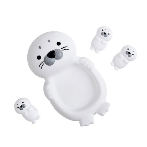 Universal-Wasserspielzeug, 3 Robben-Badespielzeuge, leicht zu reinigen, stapelbares Badespielzeug Gummi, 1 Robbe 3 Robbenbabys, süßes schwimmendes Poolspielzeug KzW799 (White, 19x11x6.7cm) von Generic