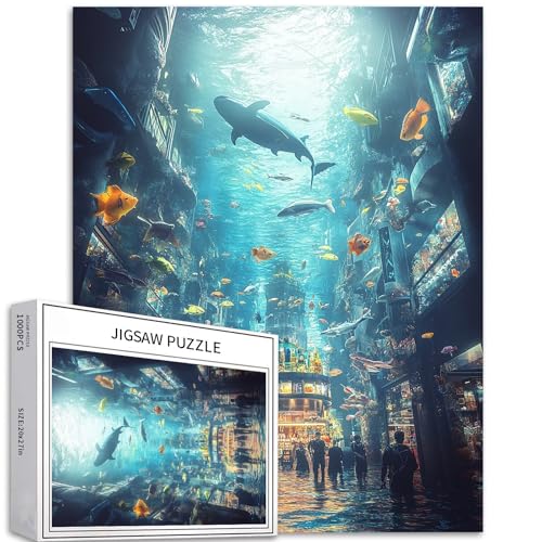 Unterwasserschloss, Puzzle für Erwachsene, Ozean, Stadt, Kunstpuzzle, anspruchsvolle Familienaktivitäten, buntes Bastelpuzzle für Heimdekoration, Geschenke, 50 x 70 cm, 1000 Teile Unterwasserschloss, Puzzle für Erwachsene, Ozean, Stadt, Kunstpuzzle, anspruchsvolle Familienaktivitäten, buntes Bastelpuzzle für Heimdekoration, Geschenke, 50 x 70 cm, 1000 Teile von Generic