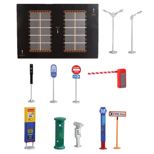 Urban Road Sign Model Set - Kid -freundliche Mini-Verkehrssignale und Warnschilder, Playtable Street Setup Accessory Pack | Portable City -Zahlen, interaktives Layout zum Lernen von Generic