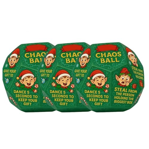 Urkomious Exchange Party Game Dice, Santa Swap Gift Exchange Dice, 12 Verschiedene Seiten Familienspiel, kreative Weihnachtsstrumpf -Stockers -Geschenkaustausch -Würfelspiele für Jungen (3pcs) von Generic