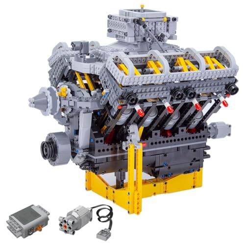 V8 Motor Bausatz, Zweiventil-Small-Block-Saugmotor mit Stößel-Nockenwelle, Motorenserie Bauklötze Set, MOC Klemmbausteine Spielzeug für Kinder und Erwachsene (2362 Teile) von Generic
