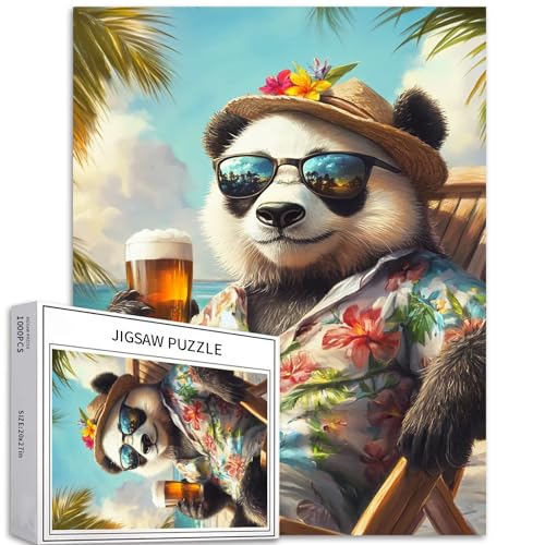 Vacation Panda Puzzle für Erwachsene, tropischer Hintergrund, Kunst-Puzzle, herausfordernde Familienaktivitäten, buntes Bastelpuzzle für Heimdekoration, Geschenke, 50 x 70 cm, 1000 Teile Vacation Panda Puzzle für Erwachsene, tropischer Hintergrund, Kunst-Puzzle, herausfordernde Familienaktivitäten, buntes Bastelpuzzle für Heimdekoration, Geschenke, 50 x 70 cm, 1000 Teile von Generic