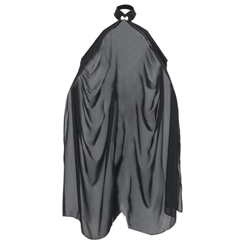 Vampir Umhang Damen, Halloween Kostüm Damen,Chiffon Cape Mantel Spitze Quasten Longstrickjacke Gothic Gewand Cosplay Uniform Mittelalter Hexencape für Erwachsene Halloweenparty Karneval von Generic