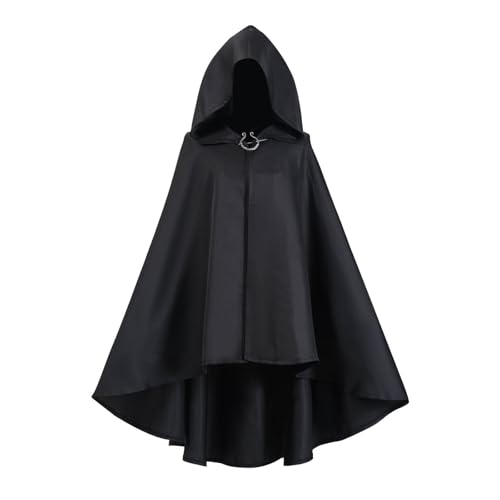 Vampir Umhang Erwachsene, Halloween Kostüm Unisex,Kapuzenumhang Cape Mantel Mit Schnürung Umhangjacke Gothic Gewand Mittelalter Vintage Robe für Halloweenparty Fasching von Generic