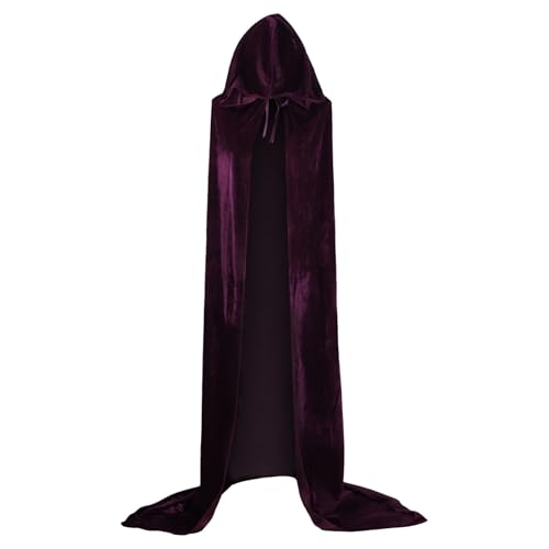 Vampir Umhang Mit Kapuze, Halloween Kostüm Unisex,Sensenmann Kapuzenumhang Cape Steampunk Umhangjacke Gothic Capelet Mittelalter Verkleidung Samtmantel Robe Für Erwachsene Halloweenparty von Generic