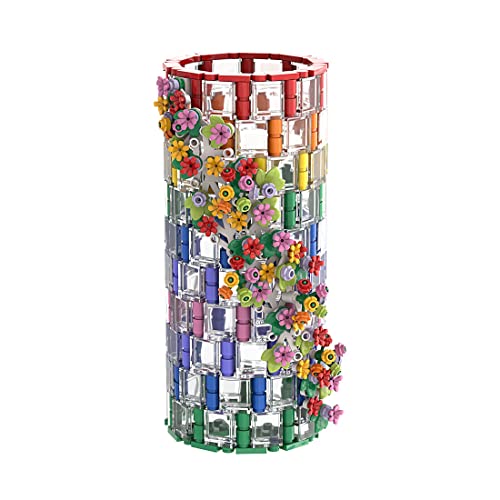 Vase Baustein Modelle, 473 Teile Transparente Regenbogen-Baustein-Vase Flasche kompatibel mit Blumenstrauß 10280 Kit, Blumenflasche Blumenstrauß Display Haushalt Dekoration Vase Baustein Modelle, 473 Teile Transparente Regenbogen-Baustein-Vase Flasche kompatibel mit Blumenstrauß 10280 Kit, Blumenflasche Blumenstrauß Display Haushalt Dekoration von Generic
