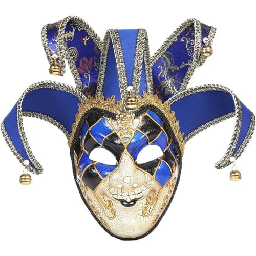 Venezianische Maskerade -maske Full Face Jester Mask Carnival Kostüm Cosplay Dress Up Accessoire Für Männer Performance Party von Generic