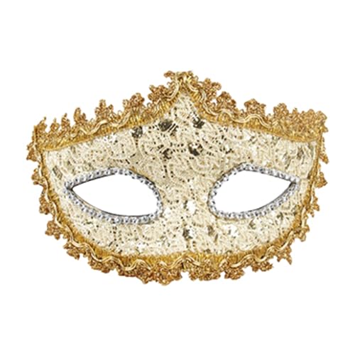 Venezianische Masquerade Maske Weiße Feder Strass Pailletten Fasching für Halloween Karneval Abendkleid Tanz Ball Party von Generic