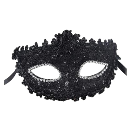Venezianische Masquerade Maske Weiße Feder Strass Pailletten Fasching für Halloween Karneval Abendkleid Tanz Ball Party von Generic