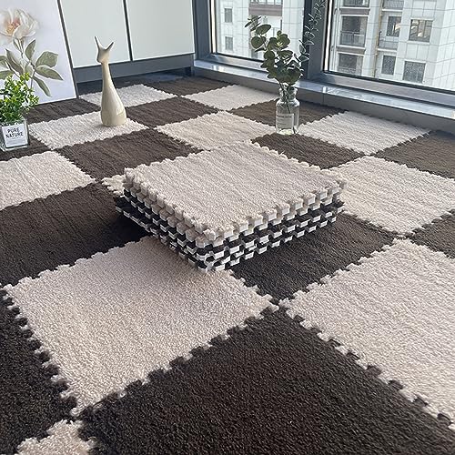 Verdickte modulare Schaumstoff-Bodenmatte, 30,5 x 30,5 cm, Plüsch, quadratisch, Puzzle, Schaumstoff, Teppichfliesen, rutschfeste Oberfläche, Spielmatte – (Größe: 150 Stück) von Generic