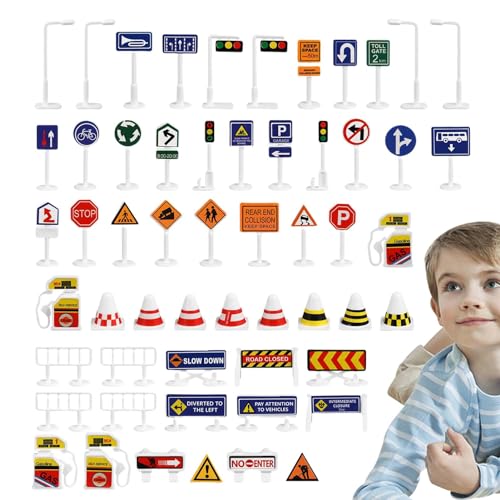 Verkehrszeichen-Spielzeug für Kinder,Verkehrszeichen-Spielzeug | Kleines Spielset Verkehrszeichen für Kinder | Puzzle Erleuchtung Parkszene Wegweiser Spielzeug für Auto, Reisen, Outdoor, Zuhause und S von Generic