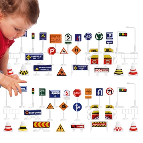 Verkehrszeichen für Kinder spielen, Verkehrszeichen-Spielzeug für Kinder - Kleines Verkehrszeichen-Spielzeug für Kinder - Puzzle Erleuchtung Parkszene Wegweiser Spielzeug für Auto, Reisen, Outdoor, Zu von Generic
