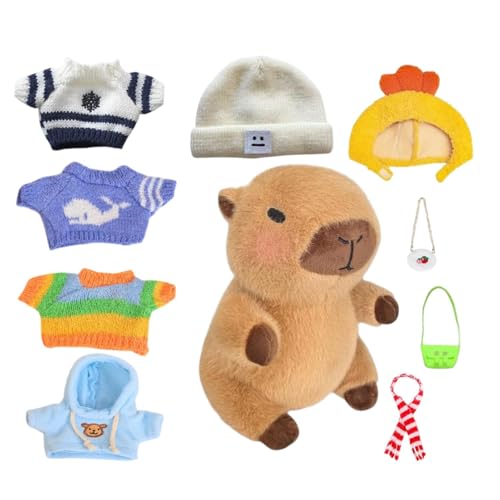 Verkleiden Sie die Capybara-Plüschkleidung, verkleiden Sie Capybara-Plüschtier, gefülltes Capybara Dress up Toy - Nettes Capybara-Plüschtier mit 10 Kleidungsstücken und für Kinder von Generic