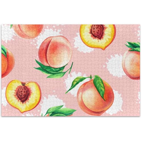 Verspieltes Aquarell-Puzzle, Pfirsiche, Rosa, für Erwachsene, 500 Teile, Tierkunst-Puzzle, einzigartiges Puzzle für Erwachsene, weißer Elefant, Geschenke, lustig, 500 x 37 cm von Generic