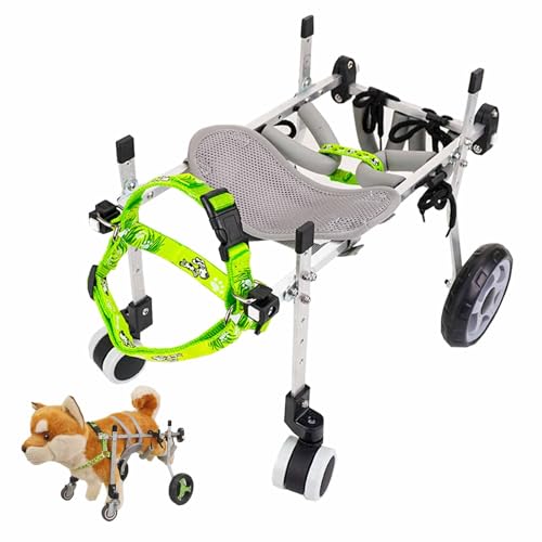 Verstellbarer Hunderollstuhl Mit Vier Rädern, Leichter Anhänger Für Behinderte Haustiere, Mobilitätshilfe Mit Vollständiger Unterstützung Für Kleine, Mittelgroße Und Große Hunde(XS) von Generic