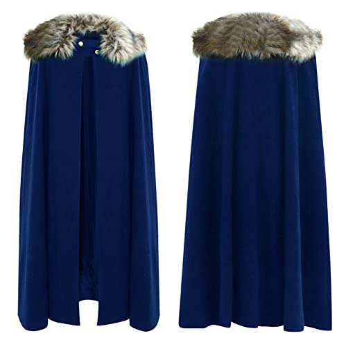 Viktorianischer Cloak für Erwachsene, Mittelalter Umhang Unisex mit Pelz Kragen, Vintage Mittelalterlicher Capelet Lange Renaissance Wikinger Cape Cosplay Uniform Halloween Kleidung für Karneval von Generic