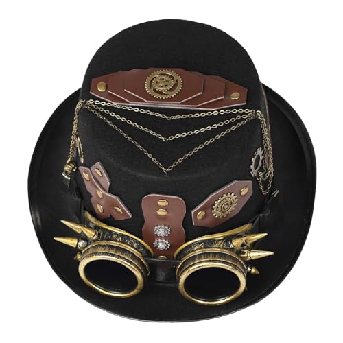 Viktorianischer Cosplay-Hut – Steampunk Kopfbedeckung, Gothic-Retro-Accessoire | Halloween-Party mit abnehmbarer Brille, Vintage-Kleidungsausrüstung für Erwachsene Carnival Masquerad Viktorianischer Cosplay-Hut – Steampunk Kopfbedeckung, Gothic-Retro-Accessoire | Halloween-Party mit abnehmbarer Brille, Vintage-Kleidungsausrüstung für Erwachsene Carnival Masquerad von Generic