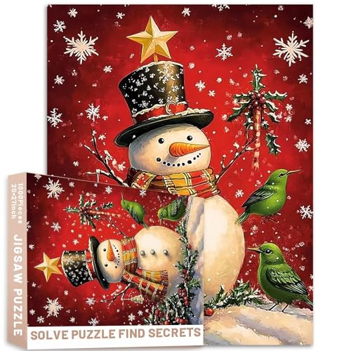 Vintage Cartoon Schneemann Weihnachtsbaum Puzzle 1000 PC Rot Hintergrund Grün Vogel Sterne Bunte DIY Puzzles für Heimdekoration Geschenke Familie Puzzle Perfekt für Spieleabende Vintage Cartoon Schneemann Weihnachtsbaum Puzzle 1000 PC Rot Hintergrund Grün Vogel Sterne Bunte DIY Puzzles für Heimdekoration Geschenke Familie Puzzle Perfekt für Spieleabende von Generic