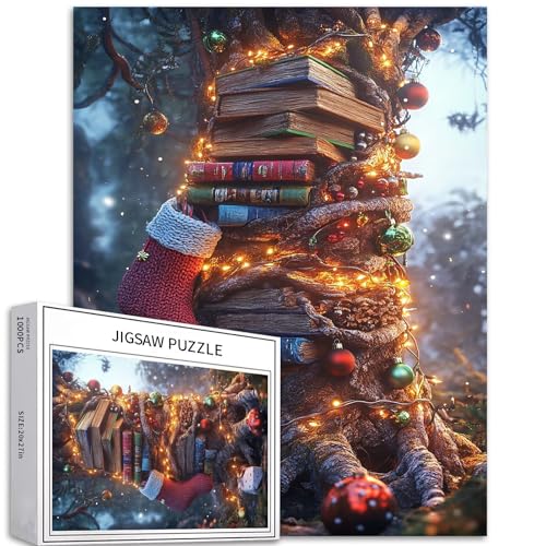 Vintage Christmas Storybook Tower 1000-teiliges Puzzle für Erwachsene, Wald-Hintergrund, Kunst-Puzzle, herausfordernde Familienaktivitäten, buntes DIY-Bastelpuzzle für Heimdekoration, Geschenke, 50 x Vintage Christmas Storybook Tower 1000-teiliges Puzzle für Erwachsene, Wald-Hintergrund, Kunst-Puzzle, herausfordernde Familienaktivitäten, buntes DIY-Bastelpuzzle für Heimdekoration, Geschenke, 50 x von Generic