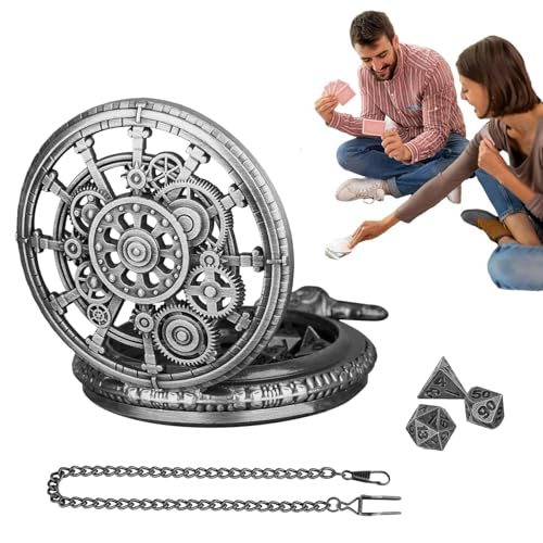 Vintage Dice Taschenuhr – Taschenuhrwürfel-Set, Rollenspielwürfel | Polyedrisches Würfelspiel aus Metall für Rollenspiele, Brettspielwürfel, Taschenuhrbox Vintage Dice Taschenuhr – Taschenuhrwürfel-Set, Rollenspielwürfel | Polyedrisches Würfelspiel aus Metall für Rollenspiele, Brettspielwürfel, Taschenuhrbox von Generic