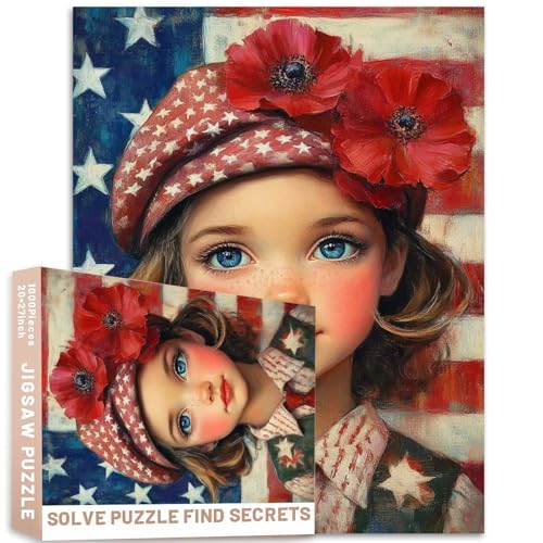 Vintage Little Girl with Baret Puzzle Retro Oil Painting American Flag Nostalgic Art 1000 Pieces 27x20 Inches 50x70cm Bright 8k Smooth High Detail Hyper Quality High Resolution Vintage Little Girl with Baret Puzzle Retro Oil Painting American Flag Nostalgic Art 1000 Pieces 27x20 Inches 50x70cm Bright 8k Smooth High Detail Hyper Quality High Resolution von Generic