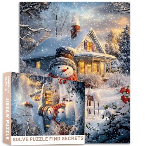 Vintage Schneemann-Puzzle mit goldenem Licht, 1000 Teile für Erwachsene, handgezeichnetes Poster, 68 x 50 cm, herausfordernd, Familienspiele, bunt, Basteln, Dekoration Vintage Schneemann-Puzzle mit goldenem Licht, 1000 Teile für Erwachsene, handgezeichnetes Poster, 68 x 50 cm, herausfordernd, Familienspiele, bunt, Basteln, Dekoration von Generic