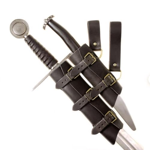 Vintage-Schwerter – mittelalterliche Lederklinge, verstellbare Dolchhalterung, klassische Costassanza Kostüme für Krieger, Ritter, Piraten, Larp, Cosplay Fighting Training von Generic