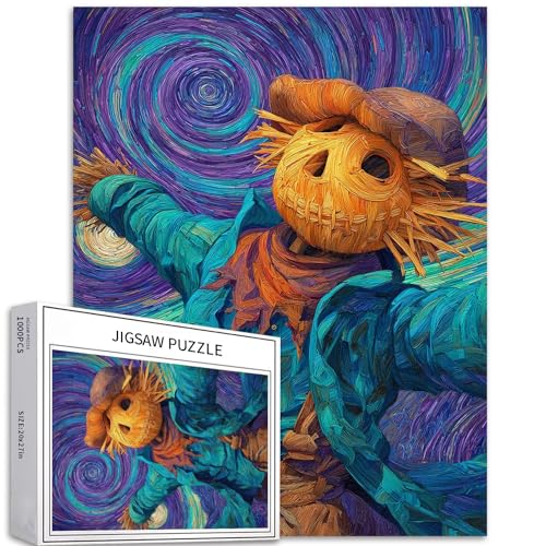 Vogelscheuche Puzzle für Erwachsene, Halloween-Fantasie-Stil, Kunst-Puzzle, bunt, DIY-Puzzle, Heimdekoration, Geschenke, Familienpuzzle, perfekt für Spieleabende, 50 x 70 cm, 1000 Teile von Generic