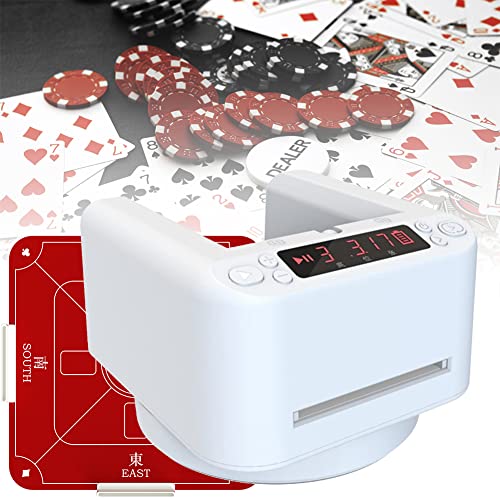 Vollautomatischer Kartenhändler, um 360° drehbarer Kartenhändler mit Pokertischdecke, tragbarer elektrischer Spielkartenmischer für Spiele für 2–8 Personen, Keine Mischfunktion, weiß von Generic