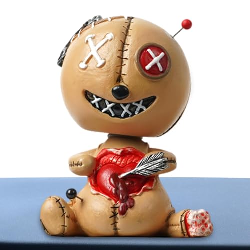 Voodoo-Puppe Wackelkopf Spielzeug | Fluch Puppe Auto Armaturenbrett Dekoration |Hochtemperaturbeständigkeit, die den Kopf schüttelt, Auto-Ornamente für Auto-Innenraum-Armaturenbrett-Dekorationen von Generic