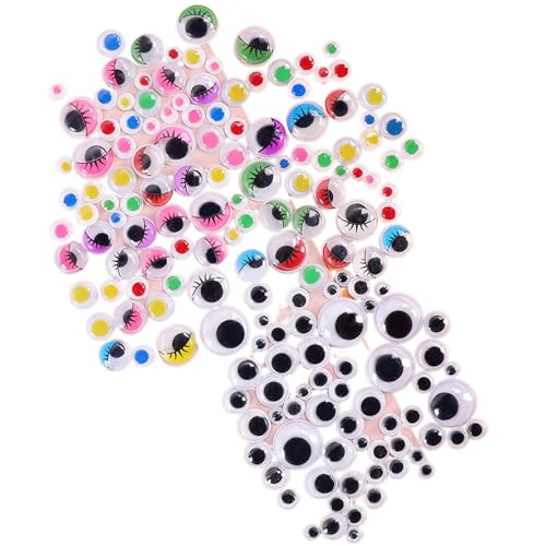 Wackelaugen für Handwerk, selbstklebende Augen bewegen sich, Aufkleber für Augäpfel, Wiggly klebrig | Black White Crafting Sticky Fake Eye Clobes für Spielzeug, Karten, Puppen von Generic