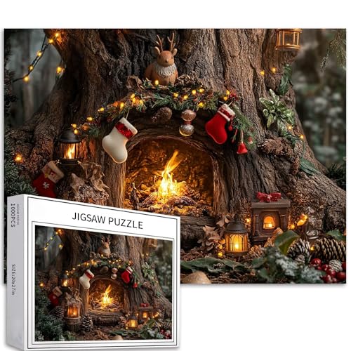 Waldhütte Weihnachtskamin 1000 Teile Puzzle für Erwachsene Weihnachtsatmosphäre Puzzle Bunte DIY-Puzzles für Heimdekoration, Geschenke, Familienpuzzle, perfekt für Spieleabende, 70 × 50 cm Waldhütte Weihnachtskamin 1000 Teile Puzzle für Erwachsene Weihnachtsatmosphäre Puzzle Bunte DIY-Puzzles für Heimdekoration, Geschenke, Familienpuzzle, perfekt für Spieleabende, 70 × 50 cm von Generic