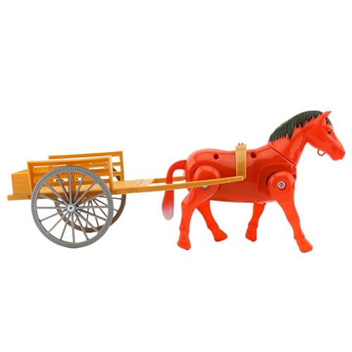 Walking Horse Toy - Vintage Cart Model Dekoration, Elektrische Desktop -Ornament | Pferdewagenfigur Für Kindergartenregal, Heimstudientisch, Kindertagesstättenzimmer, Klassischer Raumakzent -Display von Generic
