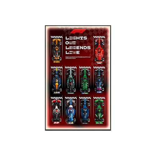 Wanddisplayrahmen kompatibel mit L-E*G-O 77242-77251 F1 Cars - 80 × 50 cm wandmontierte artboard für Rennautosets, Geschenk für Liebhaber (nur Display) (leichtes Modell) von Generic