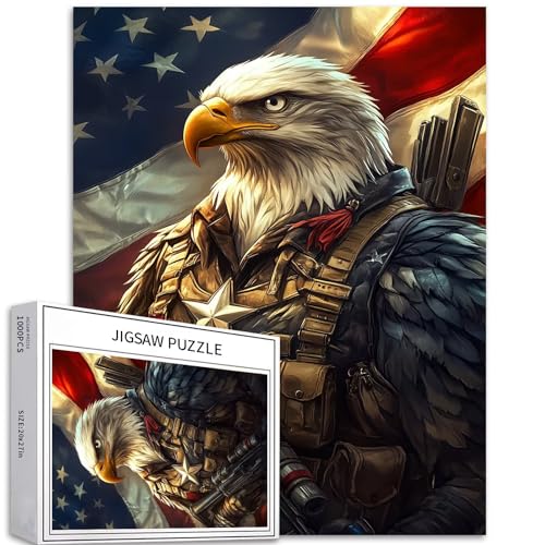 War Eagle Puzzle für Erwachsene, Motiv: Amerikanische Flagge, Kleid, Kunst, Puzzle, bunt, DIY-Puzzle, Heimdekoration, Geschenke, Familienpuzzle, perfekt für Spieleabende, 50 x 70 cm, 1000 Teile War Eagle Puzzle für Erwachsene, Motiv: Amerikanische Flagge, Kleid, Kunst, Puzzle, bunt, DIY-Puzzle, Heimdekoration, Geschenke, Familienpuzzle, perfekt für Spieleabende, 50 x 70 cm, 1000 Teile von Generic
