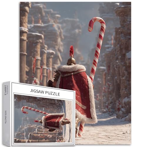 Warrior Holding Candy Cane Speer, 1000 Teile Puzzle für Erwachsene, Weihnachtsdorf, Kunst-Puzzle, herausfordernde Familienaktivitäten, buntes DIY-Bastelpuzzle für Heimdekoration, Geschenke, 50 × 70 cm Warrior Holding Candy Cane Speer, 1000 Teile Puzzle für Erwachsene, Weihnachtsdorf, Kunst-Puzzle, herausfordernde Familienaktivitäten, buntes DIY-Bastelpuzzle für Heimdekoration, Geschenke, 50 × 70 cm von Generic