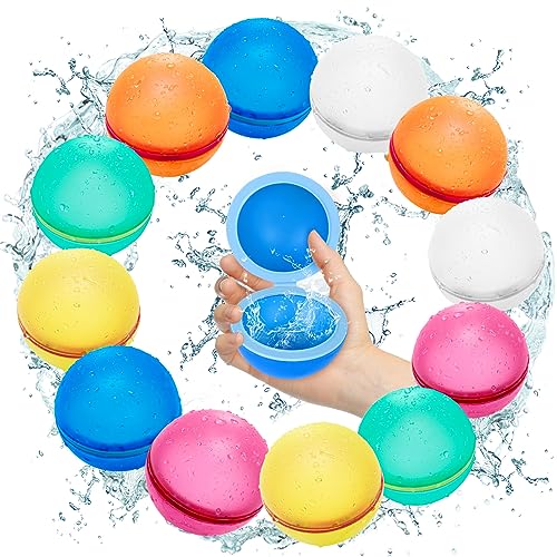 Wasserbomben Wiederverwendbar Magnet, 12 Stück Wiederverwendbare Wasserbomben Selbstschließend, Wiederbefüllbare Wasserbomben Magnetisch, Wasserballons Wiederverwendbar für Party Wasserschlacht von Generic