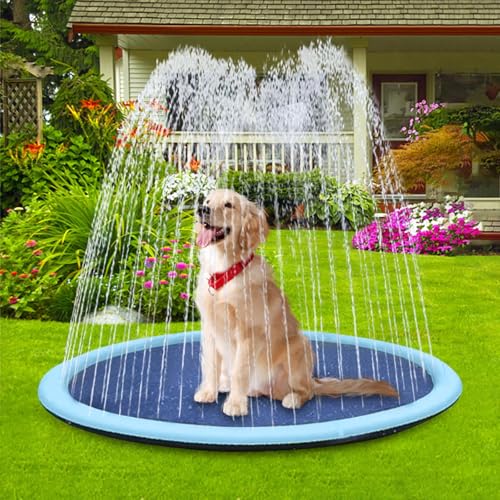 Wasserpolster, Hundepool, Planschbecken für Große & Kleine Hunde, Verdickt Anti-Rutsch Sprinkler Matte, Wasserspielmatte Hund Wassermatte, Hund Faltbarer Splash Pad, für Garten, DraußEn (Blau 170 cm) Wasserpolster, Hundepool, Planschbecken für Große & Kleine Hunde, Verdickt Anti-Rutsch Sprinkler Matte, Wasserspielmatte Hund Wassermatte, Hund Faltbarer Splash Pad, für Garten, DraußEn (Blau 170 cm) von Generic