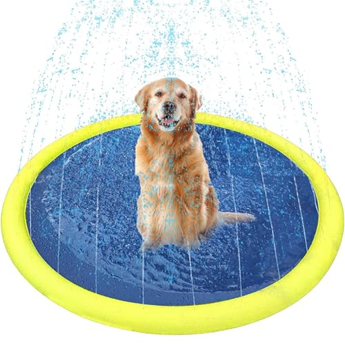Wasserpolster, Hundepool, Planschbecken für Große & Kleine Hunde, Verdickt Anti-Rutsch Sprinkler Matte, Wasserspielmatte Hund Wassermatte, Hund Faltbarer Splash Pad, für Garten, DraußEn (Gelb 170 cm) Wasserpolster, Hundepool, Planschbecken für Große & Kleine Hunde, Verdickt Anti-Rutsch Sprinkler Matte, Wasserspielmatte Hund Wassermatte, Hund Faltbarer Splash Pad, für Garten, DraußEn (Gelb 170 cm) von Generic